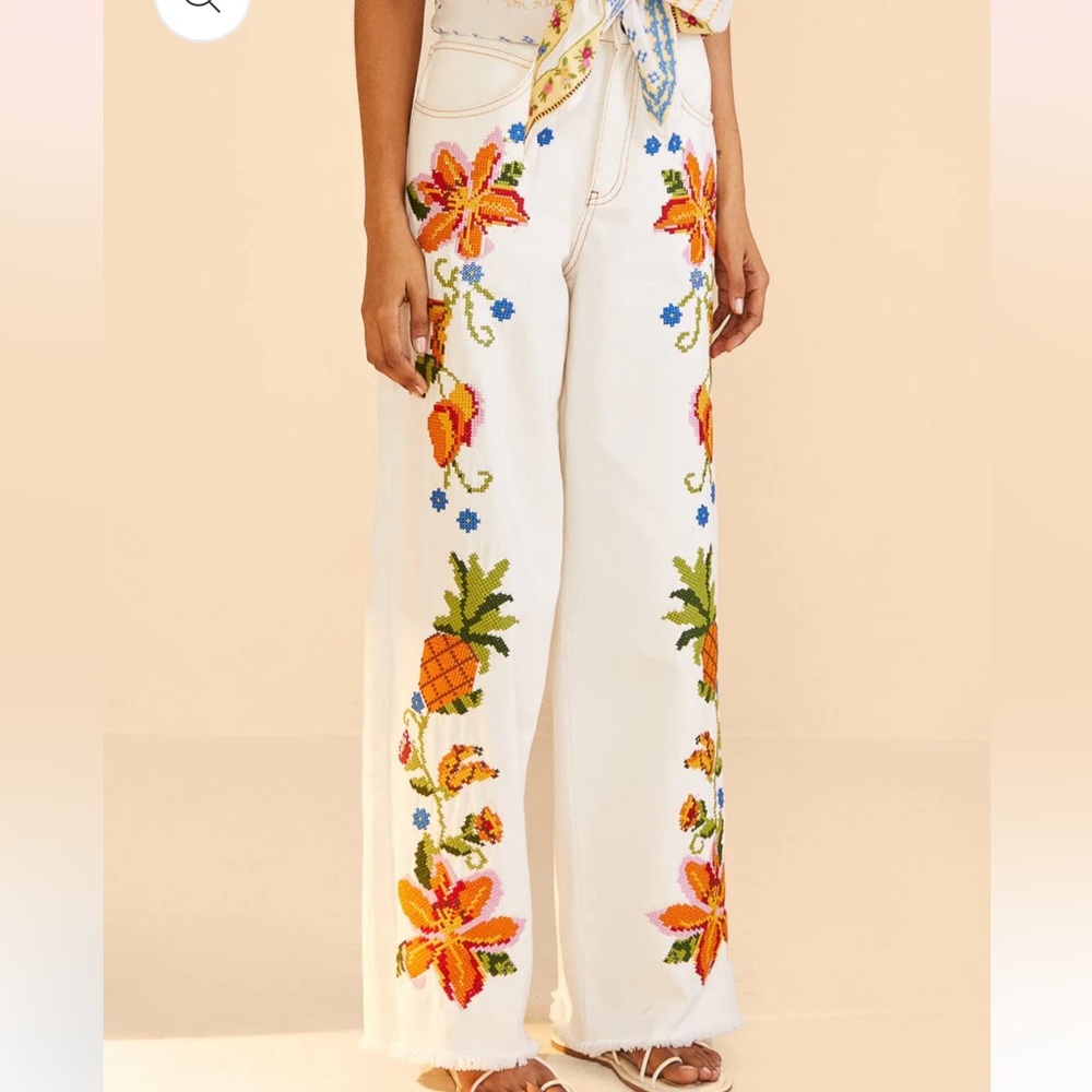Brand new FARM Rio Embroidered Twill Pants